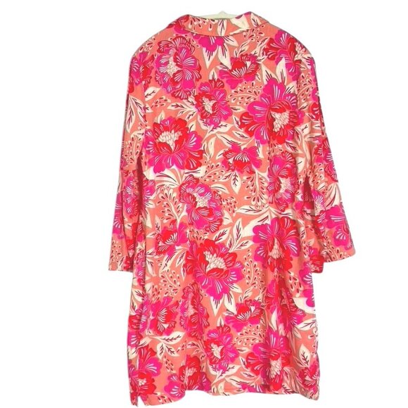 Sigrid Olsen Floral Hawaiian Print 3/4 Bell Sleeve Linen Blend Shift Dress, US10 - Picture 7 of 11